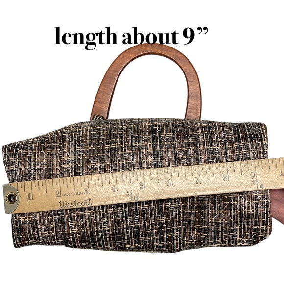 bag WALKER handbag wooden handles mini waterproof woven nylon unlined minimalist - Picture 5 of 13
